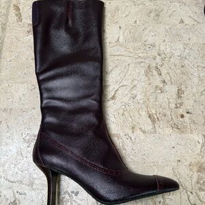 Rockport Knee High Dress Boots High Heel Pointed Toe Zipper Leather Size 10 M